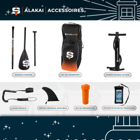Pack Stand Up Paddle SIMPLE PADDLE ALAKAI 10'8